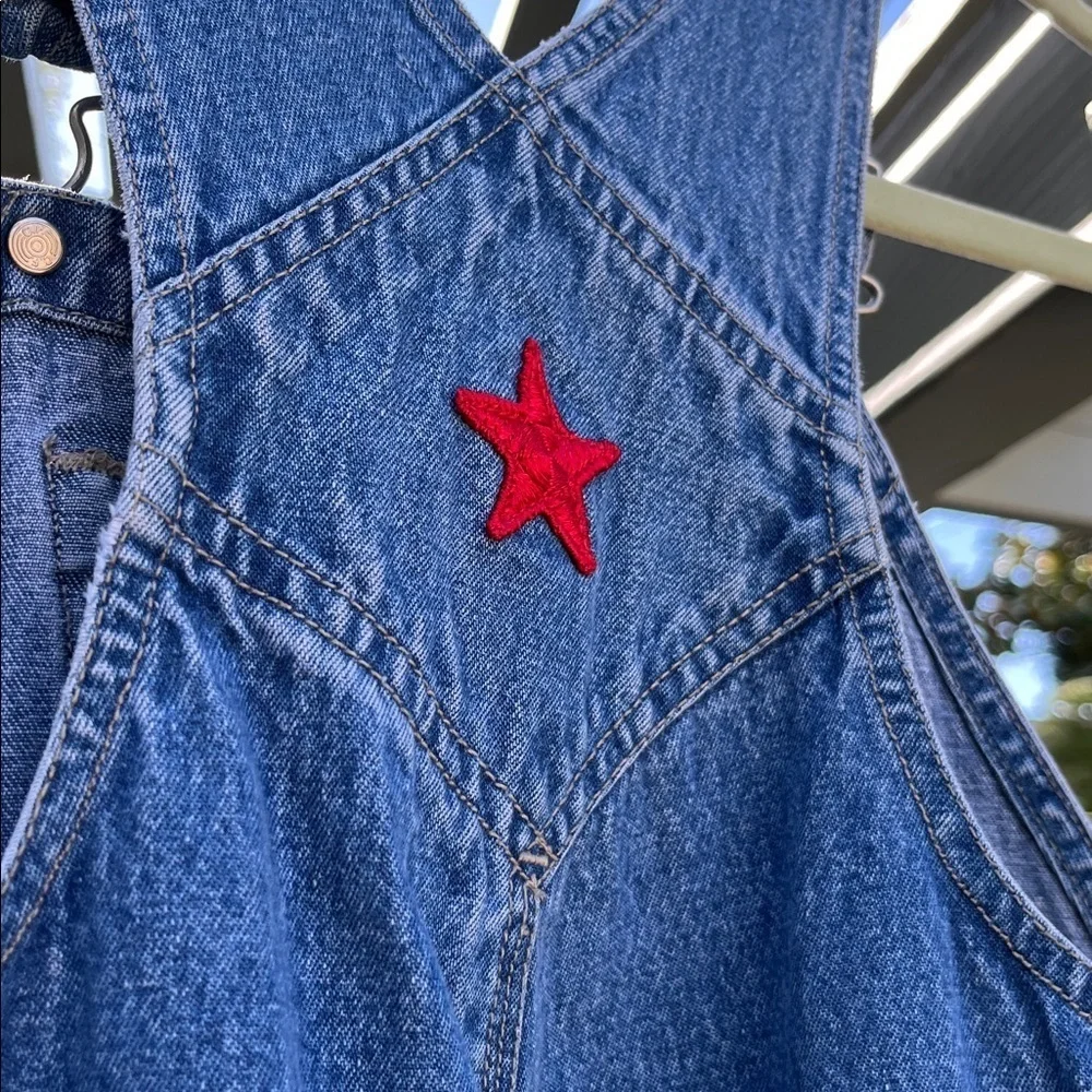 GAP KIDS DENIM OVERALLS Size XS  Age 3-4 SO CUTE  Red Embroidery